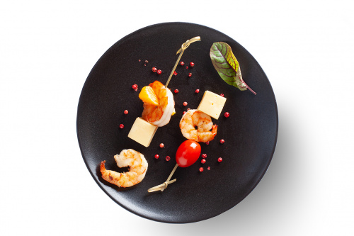 Канапе с креветками и мандаринами